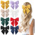 8PCS Big Satin Layered Hair Bows for Women Girls 6.5 Inch Black White Barrette Hair Clip Large Silk Ribbon Bows French Style Hair Accessories