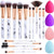 Makeup Brushes DUAIU 15PCs Marble Makeup Brush Set Premium Synthetic Kabuki Powder Blush Contour Foundation Concealer Eyeshadow Brushes with Makeup S