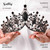 Salliy Baroque Crown and Tiaras Black Crystal Crown Bride Wedding Headpieces Gothic Queen Hair Accessories for Women and Girls