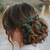 BETITETO Crystal Bridal Hair Pins Accessories 5 Pieces U-Shaped Rhinestone Headpiece for Wedding Party (Emerald Green)