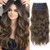 4Pcs Synthetic Clip in Hair Extensions, 20 Inches Long Curly Hair Extensions Clip ins (Color:Medium Brown)