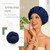 Reusable Shower Cap for Women, Large Waterproof Shower Essentials Bonnet Washable Elastic Band Bath Hair Wrap Hat for Long Hair, Braids(Navy)