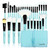 Makeup Brushes Set, 32pcs Blue Premium Cosmetic Make Up Brushes Foundation Blending Blush Concealer Shader Eyeshadow Eyeliner Compatible withTravel M