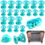 JANYUN 40 Pcs Magic Hair Rollers Include 20 pcs Large Silicone Curlers and 20pcs Small Silicone Curlers (Pale Cyan)