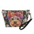 Howilath Floral Yorkie Terrier Dog Trapezoid Makeup Bag Women Travel Shopping Clutch Bag Portable Cosmetic Bag