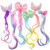 Ideal Swan 6 Set Unicorn Hair Extensions Clip - Colorful Curly Hair Extensions for Girls, Cute Unicorn Accessories Hair Clips for Kids Ponytails, Rai