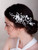 Chargances Bridal Rhinesotne and White Flower Hair Clips Wedding Pearl Crystal Barrette Silver Handmade Hair Accessories for Women and Girls Prom Bri