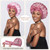 Satin Bonnet for Sleeping Cap Double Layer Hair Bonnet with Elastic Tie Band for Curly Hair Night Cap (Bean Paste + Pink)