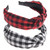 VIVIAN & VINCENT 2 Pack of Womens Vintage Plaid Headbands Headwraps Hair Band with Bow Valentines Gifts for Her Buffalo Plaid Checker Red Black