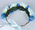LLinfflr Floral Garland Crown Boho Flower Headband Hair Wreath Floral Halo Headpiece with Ribbon Wedding Party Blue