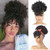 Cetiq Afro Puff Kinky Curly Drawstring Ponytail Extension with Bangs - 1B Natural Black for Black Women, Natural Hair Updo, Instant Styling