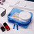 Pangda 5 Pack Clear PVC Zippered Toiletry Carry Pouch Portable Cosmetic Makeup Bag for Vacation, Bathroom and Organizing (Small, Blue)