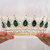 Yovic Baroque Wedding Crown Rhinestone Bridal Crown and Tiara Crystal Bride Crowns Costume Party Hair Accessories for Women and Girls(Gold+Green)