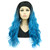 Lydell 24" Long 3/4 Wavy Wigs Black Blue Ombre Hair Headband Synthetic Wigs (1+T4330)