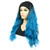 Lydell 24" Long 3/4 Wavy Wigs Black Blue Ombre Hair Headband Synthetic Wigs (1+T4330)