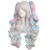 MapofBeauty Multi-color Lolita Long Curly Clip on Ponytails Cosplay Wig (Pink/Blue/Blonde)