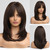 Alanhair Dark Brown Wigs for Women,HAIRCUBE Shoulder-Length Layered Wigs with Bangs Heat Resistant Synthetic Fibre Wigs