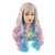 Meiyite Hair Wavy Long 26inch Pink and Light Purple and Light Blue Mix Heavy Density Realistic Synthetic Lace Front Wigs