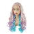 Meiyite Hair Wavy Long 26inch Pink and Light Purple and Light Blue Mix Heavy Density Realistic Synthetic Lace Front Wigs