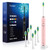 7AM2M Sonic Electric Toothbrush with 6 Brush Heads for Adults and Kids, One Charge for 90 Days, Wireless Fast Charge, 5 Modes with 2 Minutes Built in