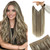 YoungSee Wire Hair Extensions Highlight Invisible Wire Hair Extensions Real Human Hair Highlights Light Brown with Platinum Blonde Fish Line Hair Ext