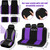 ROCEEI 47 Pcs Car Seat Cover Full Set Car Accessories for Front Rear Seat Fluffy Steering Wheel Cover Belt Automotive Floor Mats Air Conditioner Deco