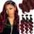 Kapelli Hair Ombre Human Hair Bundles Body Wave (14 16 18) 100% Unprocessed Brazilian Virgin Remy Hair Body Wave Bundles 2 Tone Black to Burgundy Hum