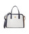 Tommy Hilfiger Liv II Convertible Satchel Color-Block Pebble PVC White Greige/Basket Brown/Tommy Navy One Size