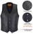 Dream Apparel Mens Leather Motorcycle Vest for Riding, Biker Vest Black Club Vest with 6 Pockets, 5 Snap Front Cowhide Leather Vest