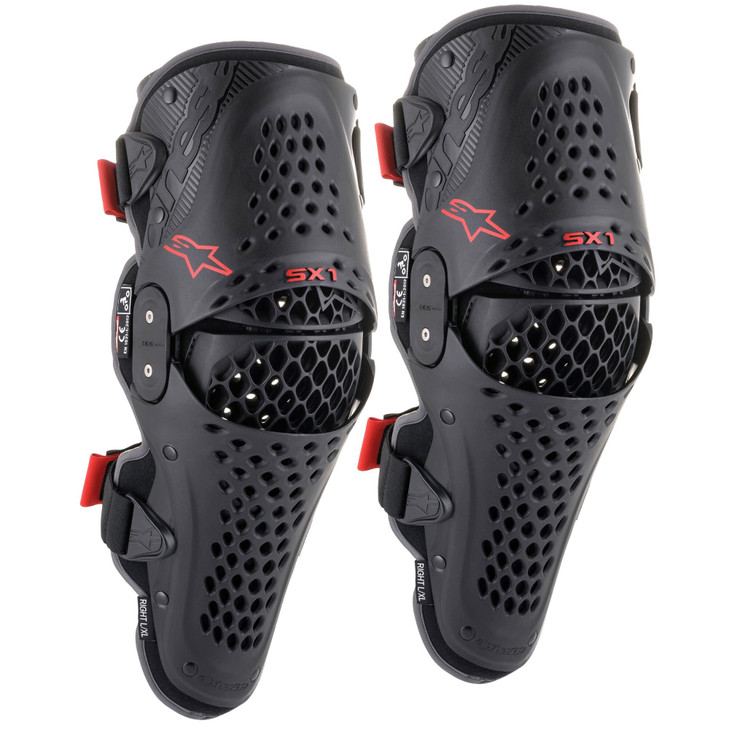 Alpinestars SX-1 V2 Adult Knee Protector, Lightweight Off-Road Knee Protection, CE-Certified, L/XL, Black/Red