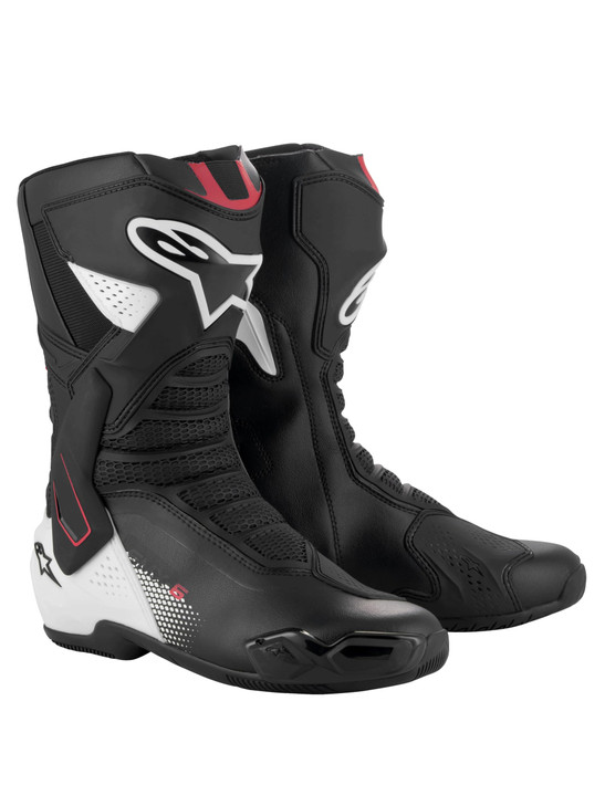 Alpinestars SMX-6 V3 High-Performance Sport Motorcycle Boots, CE-Certified, Protective & Comfortable Footwear, 45, Black/White/Red Graphic