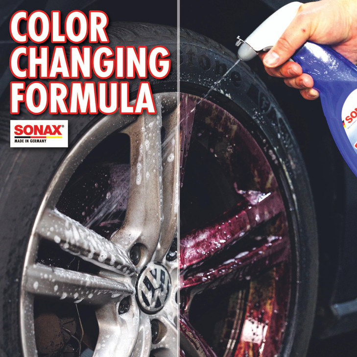 SONAX Wheel Cleaner Plus 230400 | Non-Acid, Color-Changing Rim Cleaner for Brake Dust, Grime, and Dirt Removal | Safe for All Wheels and Finishes | P