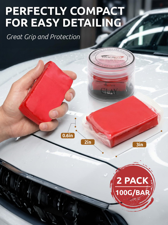 Car Clay Bars Auto Detailing 2 Pack 100g by TAKAVU, Premium Medium Grade Material, Auto Detailing Magic Clay Bar Cleaner for Cleaning Cars, RV, Boats