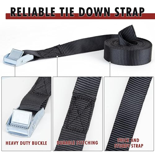 Cartman 1" x 12' Lashing Straps Cargo Tie-Down Strap Up to 600lbs, 6pk in Carry Bag, Black