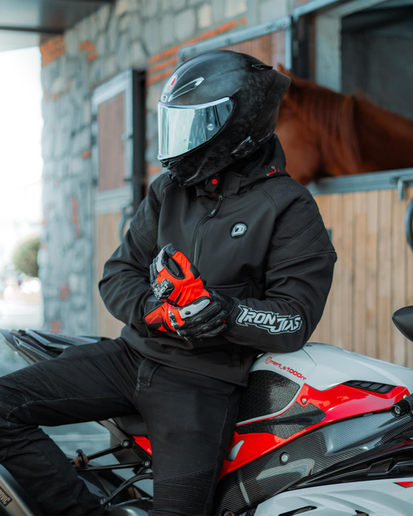 IRON JIA'S Motorcycle Jacket, CE Certified, 3-in-1 Winter Windproof Riding Hoodie for Cold Weather with Removable Warm Liner M