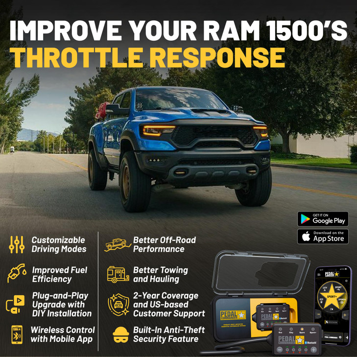 PEDAL COMMANDER for Ram 1500 New Body 2019-2025 Throttle Response Controller - Plug-and-Play, 36 Driving Settings, App Control, Off-Road Throttle Con