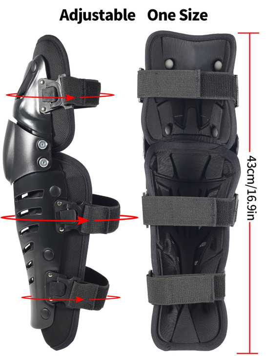 Motorcycle Shin Guards Protective Gear Leg Armor Dual Axis Pivoting Knee Hard Collision Avoidance Knee Shin Guard Add Impact Foam (Lengthen, Black)