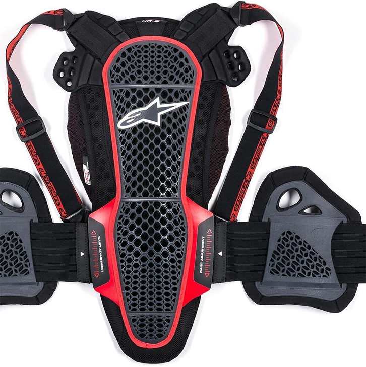 Alpinestars Nucleon KR-3 Back Protector, CE Level 2 Certified, Lightweight & Adjustable Motorcycle Safety Gear, XL, Smoke Black/Red