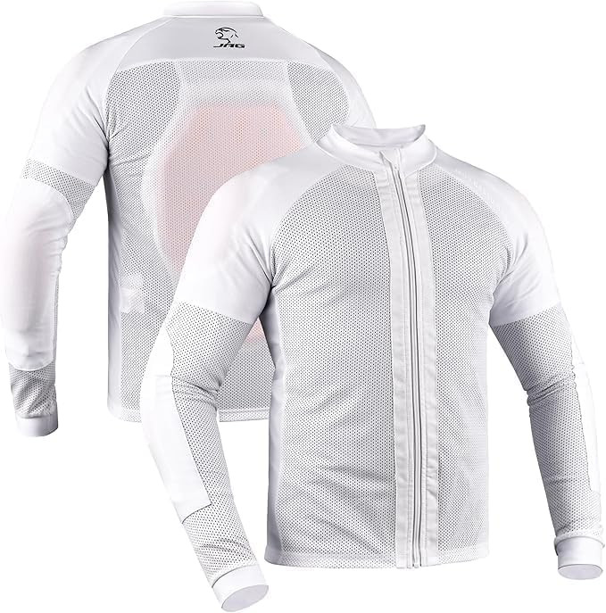 J.A.G. Motorcycle Mesh Shirt for Men with CE Certified Protective Padded Armors | All Season Motorcycle Riding Shirt White