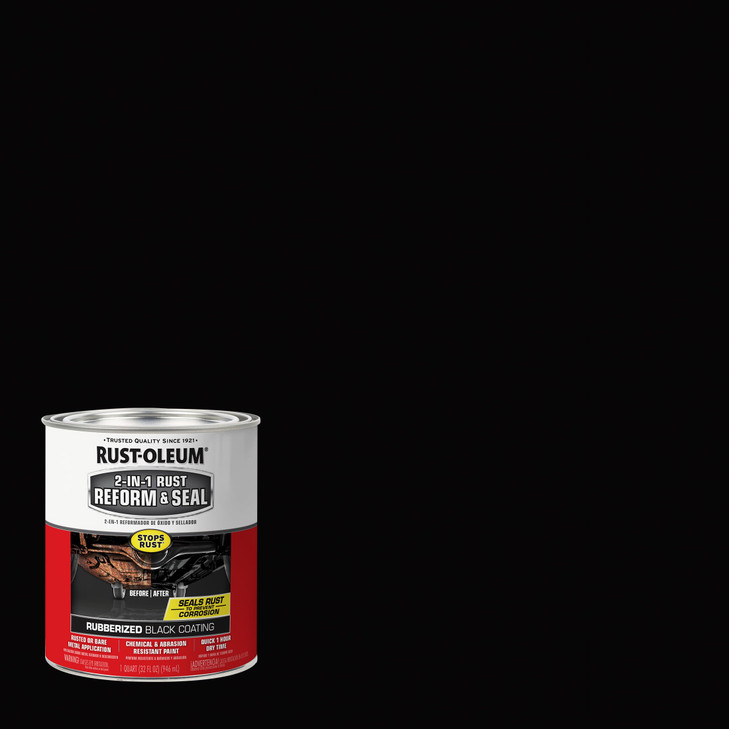 Rust-Oleum 344763 Automotive 2-in-1 Rust Reform & Seal, Quart, Black