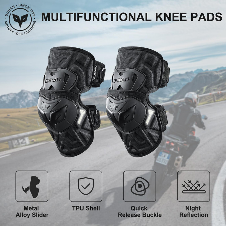 DUHAN Motorcycle Knee Pads Adjustable Motorcycle Knee Shin Guards Protector Gear for Motorcycle/Motocross/MTB/Racing/Skating