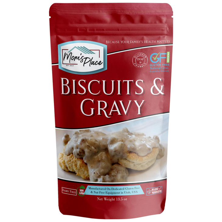 Mom's Place Gluten-Free Biscuit & Country Gravy Mix, Dairy Free, Nut Free & Soy Free Easy to Make, Makes 8-9 Biscuits,13.5 oz.