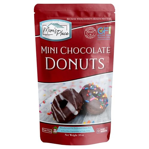 Mom's Place Gluten-Free Mini Chocolate Donut Mix, Makes 18 Servings, Nut Free, Dairy Free & Soy Free, 10 oz.