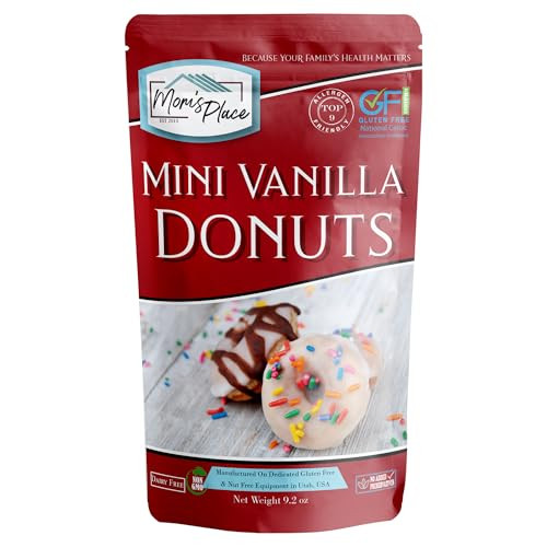 Mom's Place Gluten-Free Mini Vanilla Donut Mix, Nut Free, Dairy Free & Soy Free, Makes 21 Servings, 9.2 oz