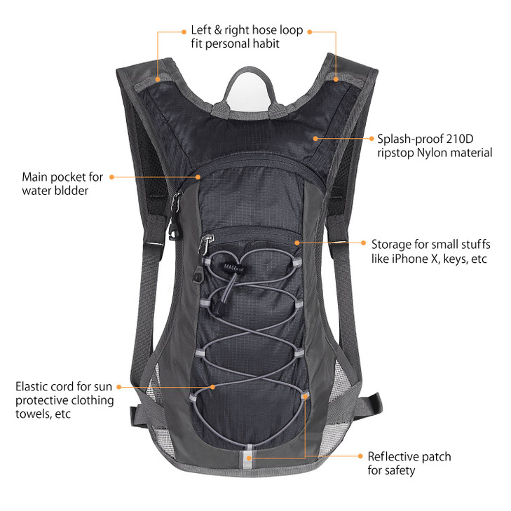 Unigear Hydration Pack Backpack with 70 oz 2L Water Bladder for Running, Hiking, Cycling, Climbing, Camping, Biking (Black)