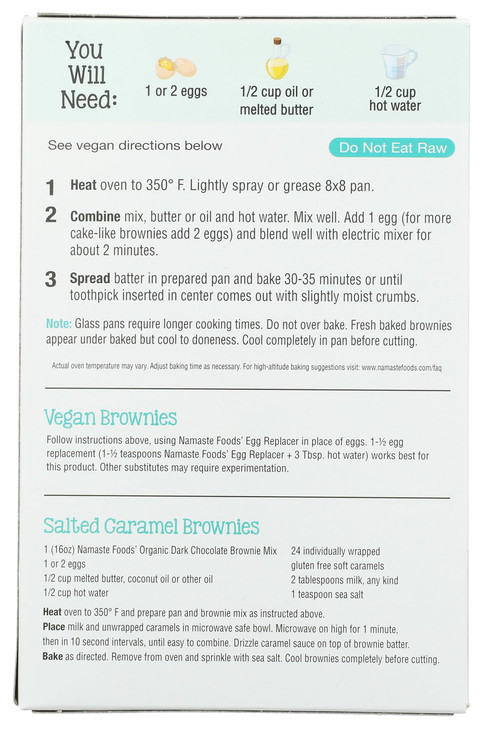 Namaste Foods Gluten Free Organic Dark Chocolate Brownie Mix, 16 oz