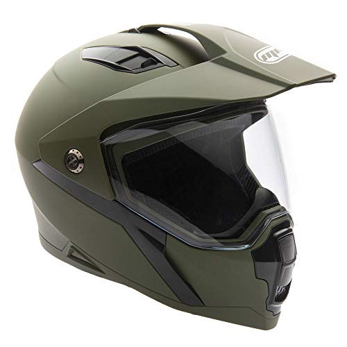 MMG Helmet Dual Sport Off Road Motorcycle Dirt Bike ATV - FlipUp Visor - Model 23 (X-Large, Green)