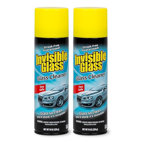 Invisible Glass 91164-2PK Premium Aerosol Glass Cleaner Spray for Car Windshields and Windows, Automotive and Home Window Cleaner, Streak-Free, Ammon
