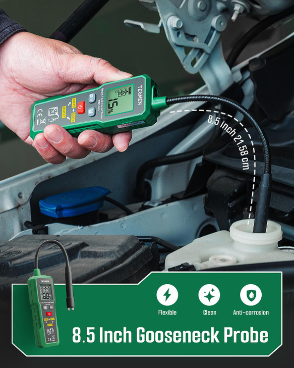 TESMEN TBF-300 Brake Fluid Tester with 8.5-Inch Corrosion Resistance Gooseneck Probe, Testing for DOT3, DOT4, DOT5.1, Brake Fluid Tester Pen with Lig