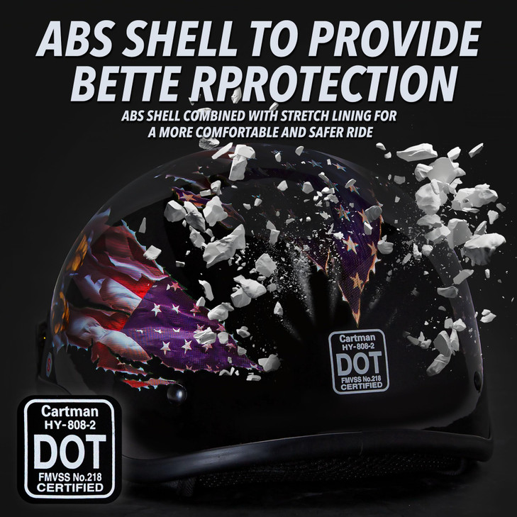 Cartman Cruiser Scooter Motorcycle Half Face Helmet, Patriotic Eagle USA Graphics, DOT Approved for Bike Scooter ATV UTV Chopper, Large